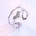 S925 sterling bạc nhẫn khí ngọt ngào sinh viên nam và nữ mở nhẫn hôn nhân đơn giản hôn nhẫn nhẫn miệng Nhẫn