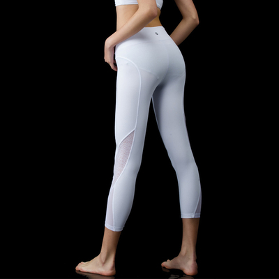 速干拼纱瑜伽长裤女高腰性感白色紧身显瘦健身房运动跑步七分裤子-淘宝网