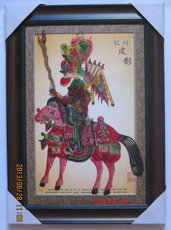 Театр теней 骑马刘备 带镜框皮影 陕西民间工艺品 旅游纪念品客厅装饰送老人