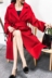 Bởi vì của áo len nữ Hàn Quốc phiên bản của 2017 mùa thu và mùa đông mới lỏng phần dài thắt lưng màu đỏ eo kết hôn áo len áo khoác nữ dáng dài Accentuated eo áo