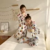 Snoopy pyjama nữ mùa xuân và mùa thu cotton dài tay phù hợp với phụ nữ cardigan có thể mặc dịch vụ tại nhà Hàn Quốc hai mảnh