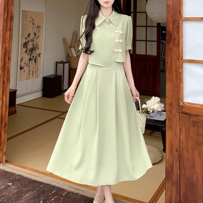 taobao agent Retro set, cheongsam, summer elegant dress, Chinese style, plus size