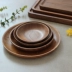 Mu Yi đen óc chó khay gỗ tự nhiên đĩa trái cây khay trà ăn sáng bánh mì khay tròn món ăn tấm gỗ đĩa gỗ Tấm