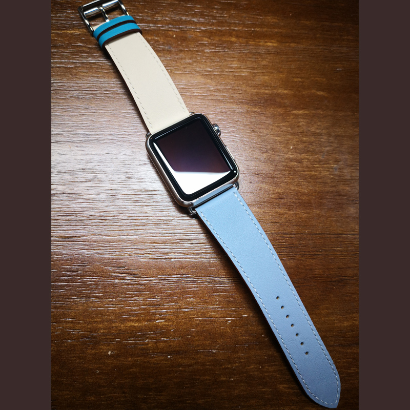 Grey Blue Rice White Ice Blueiwatch Watch strap manual genuine leather apple watch Wrist watch Watch strap apply Apple Series 6 / 54 / 321