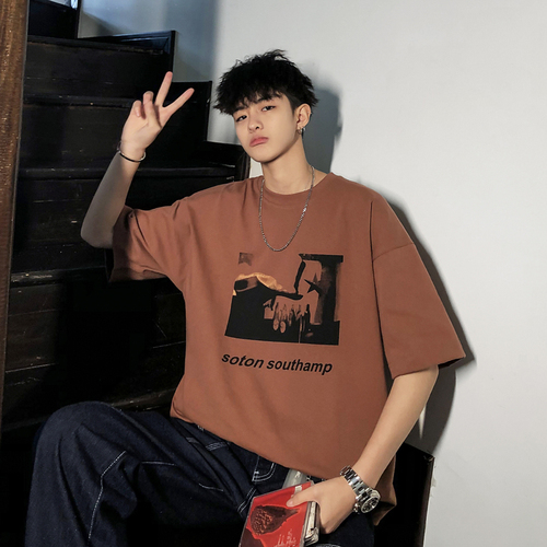 Short sleeve t-shirt men's Korean version trend loose half sleeve Hong Kong Style handsome ins clothes and summer fashion brand T-shirt