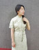 Wei Wei | khí cổ điển thêu tay thêu jumpsuit váy dài linen đứng sườn xám theo phong cách retro váy trắng váy suông dài Váy dài