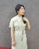 Wei Wei | khí cổ điển thêu tay thêu jumpsuit váy dài linen đứng sườn xám theo phong cách retro váy trắng