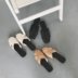 2018 mùa xuân và mùa hè mới thời trang giày của phụ nữ đầu tròn dệt thấp gót nửa túi dép hoang dã retro Muller giày dép Mùa xuân