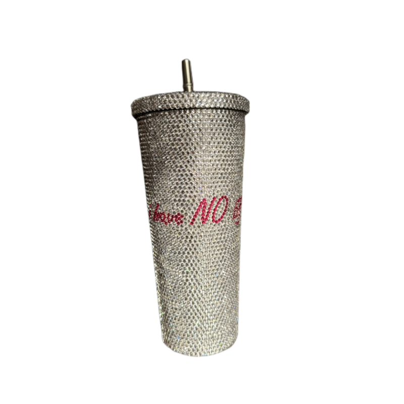 Letter custom straw cup shiny handmade stick drill cup 304 stainless steel straw cup coffee cup space cup