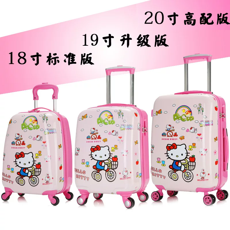 Hello kitty, мультяшный фуксия милый чемодан, 18 дюймов