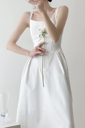 Приталенный весенний белый корсет, платье без рукавов, изысканный стиль