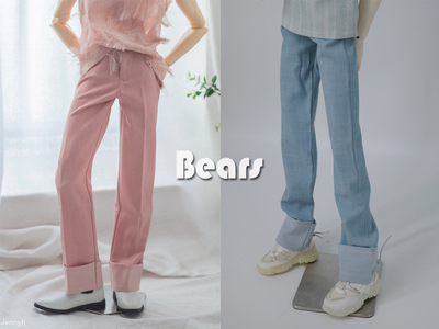 taobao agent ◆ Bears ◆ BJD baby clothing A463 powder/blue sky silk denim edge straight pants 1/4 & 1/3 & uncle & id75