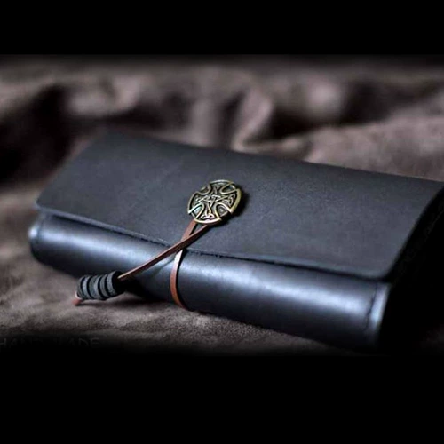 Черная кожаная зажигалка ручной работы, из натуральной кожи, воловья кожа