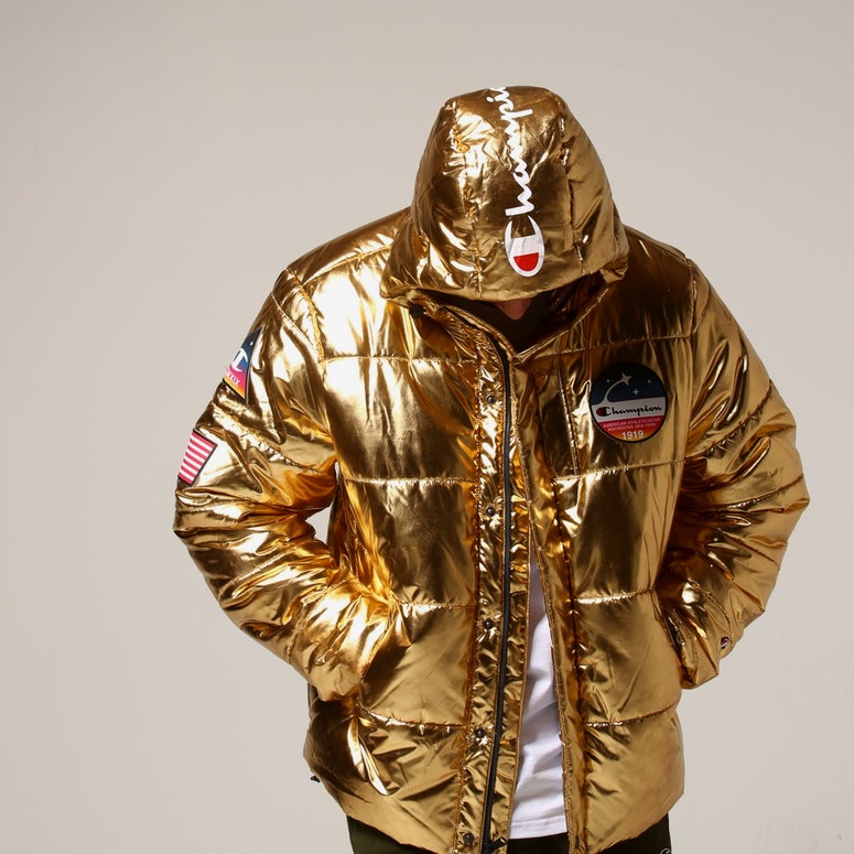 champion nasa metallic puffer jacket