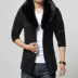 Áo gió nam mùa đông cổ lông lớn nam cộng với nhung dày phần dài Phiên bản Hàn Quốc của áo khoác nam thanh niên Áo khoác mỏng
