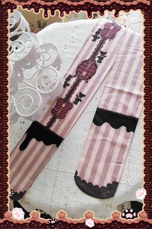 Mocha【 Infanta infanta  】 Lolita * Chocolates Trojan horse printing * Pantyhose Base socks fade Special Offer