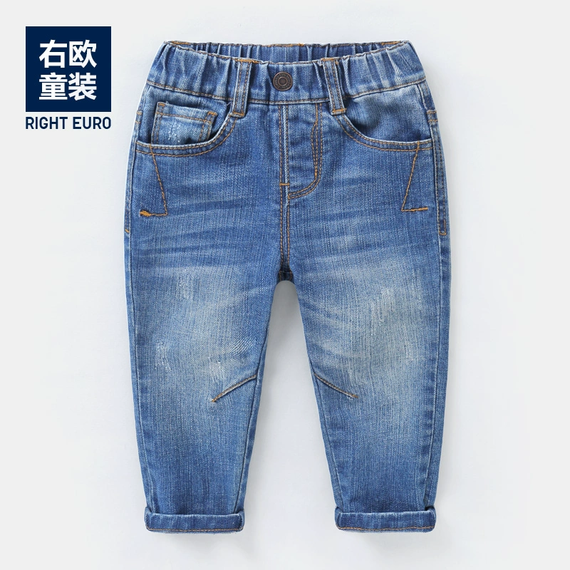 Trẻ em trai quần dài denim mùa thu xuân và mùa thu quần áo trẻ em 1 tuổi trẻ em 3 trẻ em trẻ em giản dị triều đại mùa thu U10522 - Quần jean