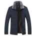 Áo khoác nam mùa đông 2018 mới dành cho nam trung niên cotton kinh doanh áo khoác cotton thường xuyên cộng với áo nhung cotton dày áo khoác nam 2021 Bông