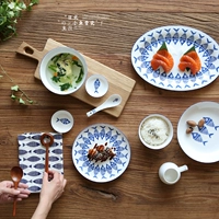 Кавасима дом японской рыбной костяной керамическая тарелка домашняя тарелка с рыбой тарелка рисовая миска рисовая миска, рисовая миска с лапшой ложка PZ-62