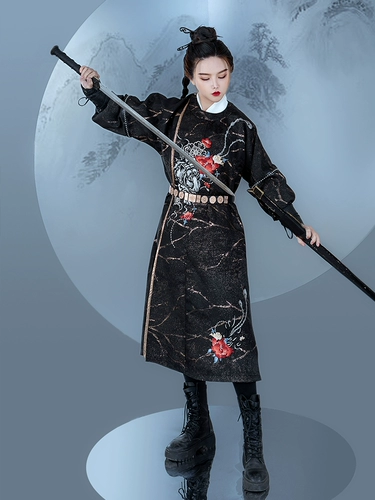 Tu Qiqi [Rongzhi] Tang System Плетение золотой вышивка цветочниковые круглое воротника мужчина и женщины та же самая ханфу в стиле CP в стиле ханфу прохладный ветер