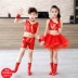 Trẻ em mới ngày trẻ em ngày y tá nam giới và phụ nữ điệp khúc cổ vũ jazz hiệu suất trang phục khiêu vũ lớn màu đỏ quần áo cho bé gái Trang phục