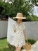 [MICHELLY.MO] Pháp retro tính khí thanh lịch sexy trắng polka dot V-cổ ngắn tay đầm A-line váy