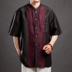 Cao cấp của nam giới Tang phù hợp với mùa hè ngắn tay áo boutique Xiangyun Trung Quốc phong cách cổ áo sơ mi lụa trang phục dân tộc Trang phục dân tộc