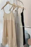 Летнее длинное кружевное платье-комбинация, майка топ, платье, в корейском стиле, высокая талия