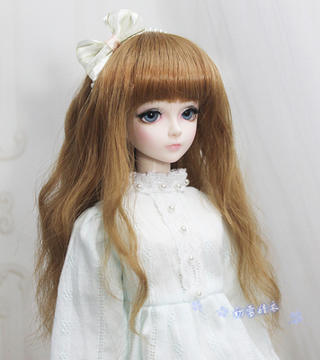 taobao agent BJD wig SD fake hair 4 minutes, 3 minutes, 6 points, high temperature silk golden brown long hair and wind curl corn roll