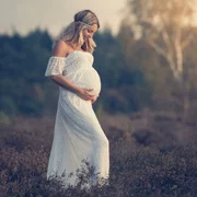Phụ nữ mang thai ảnh quần áo 2019 thời trang mới mẹ bầu ảnh mẹ váy ren chụp ảnh mẹ nóng chụp ảnh châu Âu và Mỹ - Áo thai sản