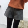 Mùa thu và mùa đông quần short len ​​nữ rộng kích thước lớn Học sinh Hàn Quốc cao eo mỏng quần chân rộng mặc len đáy quần ngố nữ đẹp