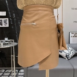 Дизайнерская полиуретановая юбка с молнией, А-силуэт