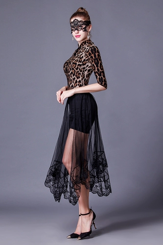 Кружевная квадратная черная длинная сексуальная юбка, длина миди, высокая талия