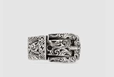 Подлинное кольцо Gucci Gulci Silver Jewelry Make Old Effect Silver G Чистая резной модель пары