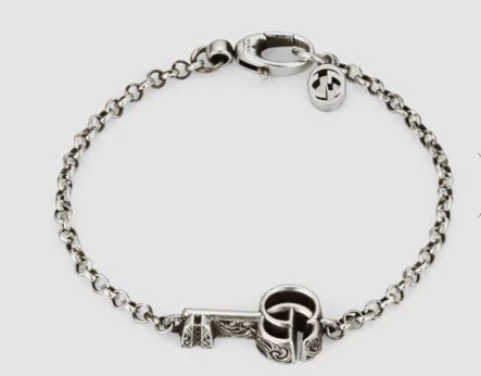 Gucci, ретро серебряный браслет, подвеска для ключей для влюбленных, серебро 925 пробы