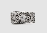 Подлинное кольцо Gucci Gulci Silver Jewelry Make Old Effect Silver G Чистая резной модель пары