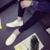 2018 bộ giày mới cho nam giày đế bệt một đôi giày lười màu trắng phiên bản Hàn Quốc của giày đế xuồng dày nam giày the thao nam Plimsolls