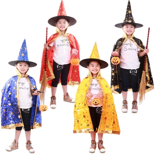 Детский волшебный плащ, метла, xэллоуин