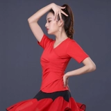 Танцующий костюм, короткий рукав, V-образный вырез, для среднего возраста