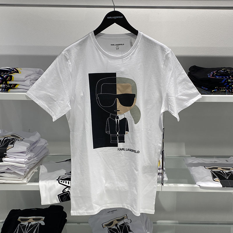 夏季新款纽约大宝Karl Lagerfeld 男士圆领时尚印花休闲短袖T恤-淘宝网
