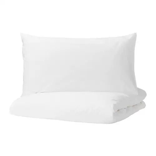 Ikea, пододеяльник, белая хлопковая двухцветная мягкая дышащая наволочка