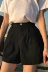 2018 mới sinh viên Hàn Quốc phần mỏng cao eo xếp li thẳng quần short giản dị mùa hè lỏng màu đen rộng quần chân phụ nữ