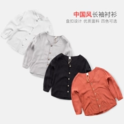 Quần áo trẻ em cậu bé dài tay áo bông và vải lanh 2018 mùa thu trẻ em mới của màu rắn bé mặc Trung Quốc phong cách áo triều