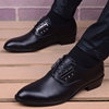Korean version of the British pointed-toe leather shoes men's summer breathable men's business suits increase in leather shoes linen men's shoes authentic