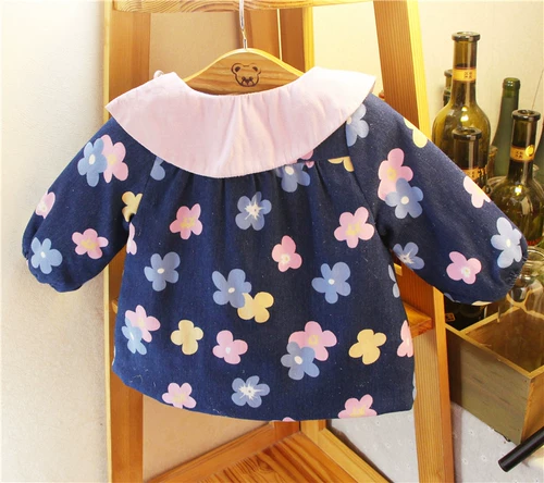 Зимняя флисовая куртка для раннего возраста, удерживающий тепло детский кардиган, детская одежда, в корейском стиле, цветочный принт