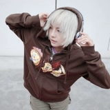 Хитрон Барроу Броун с капюшоном плюс бархатный кардиганский свитер печать Y2K Street Мужчины и женщины с длинными рукавами с длинными рукавами