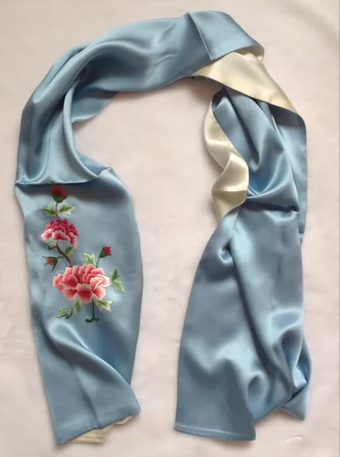 Шелковый шарф ручной работы, накидка, с вышивкой, подарок на день рождения