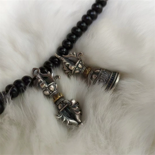 925 Стерлинговое серебро шесть -шестикратные мантра Ваджра назад Юнвен играет 108 бусин