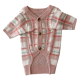 INS новый нежно-розовый клетчатый кардиган для домашних животных Тедди Бишон Померанский шпиц весна и осень теплый свитер для маленьких собак одежда для собак