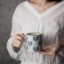 Cốc làm bằng tay màu xanh và trắng cốc Vẽ tay sáng tạo cốc uống cà phê cốc cà phê cốc cốc đôi trên văn phòng - Tách Tách